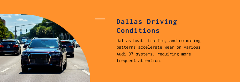 audi q7 driving on dallas roads